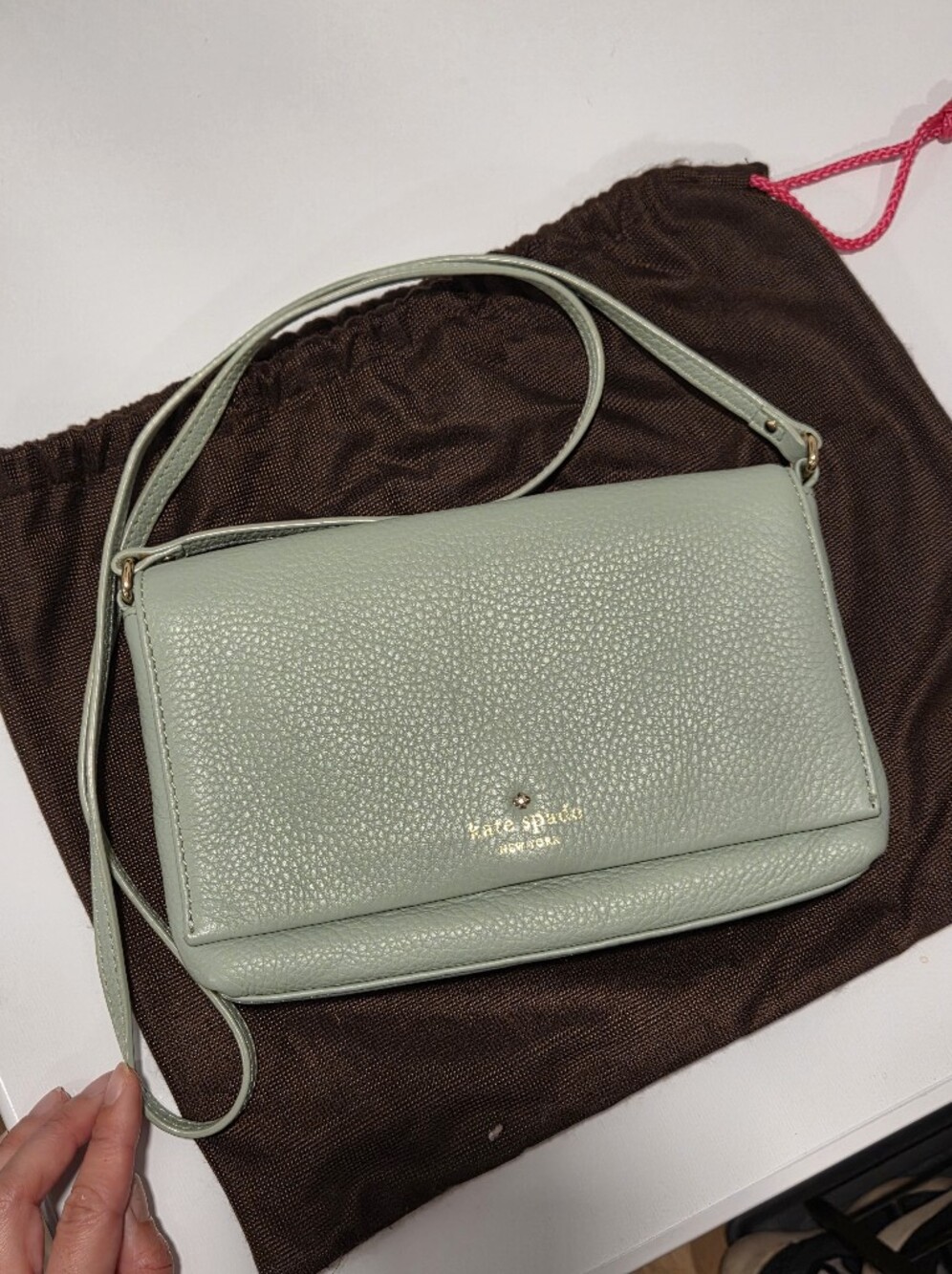 kate spade Mint Green Pebbled Leather Crossbody Bag